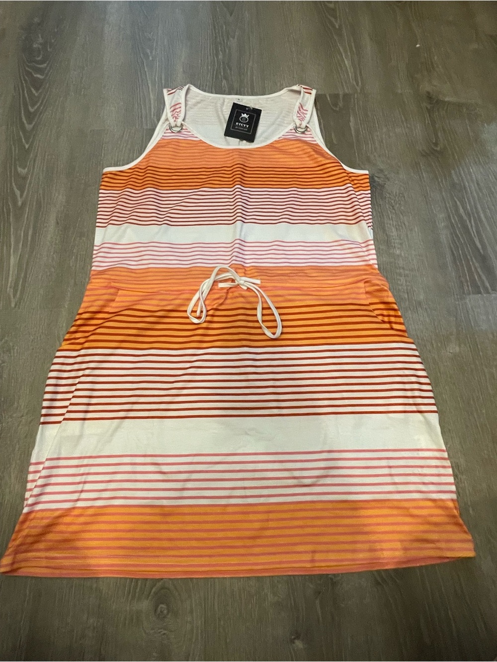 Etcyy orange, white, and red horizontal striped tank top dress XL